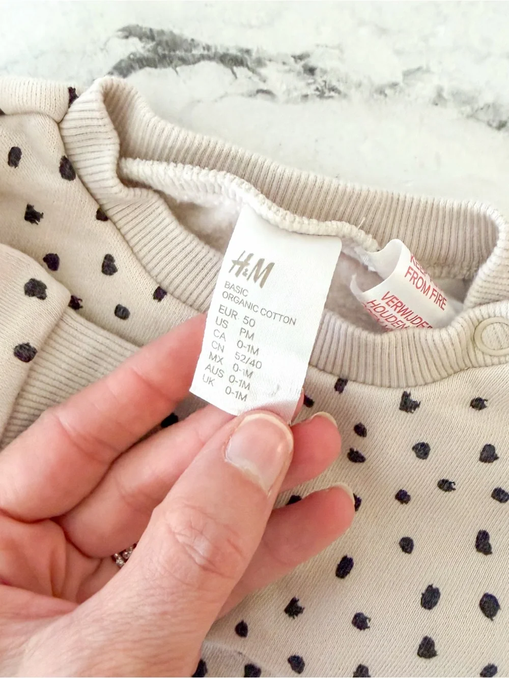 H&M Cream Black Dot Sweatshirt + Sweatshorts Matching Set